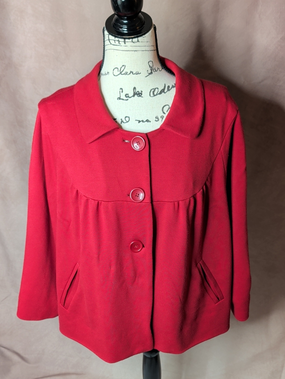 Sandro Red Swing Collared Button Front Coat Size 2X
